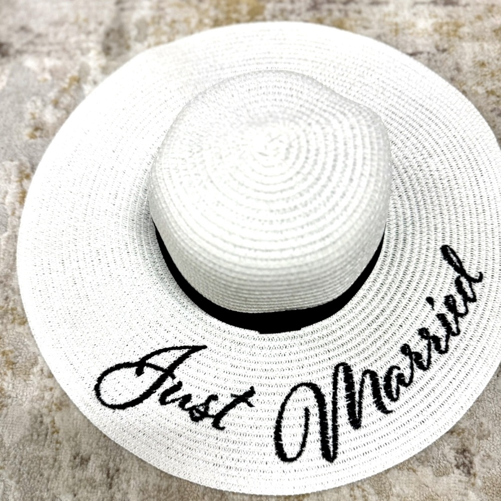 White Embroidered Summer Hats for Bachelorette Party/Bridal Shower - Beach hat